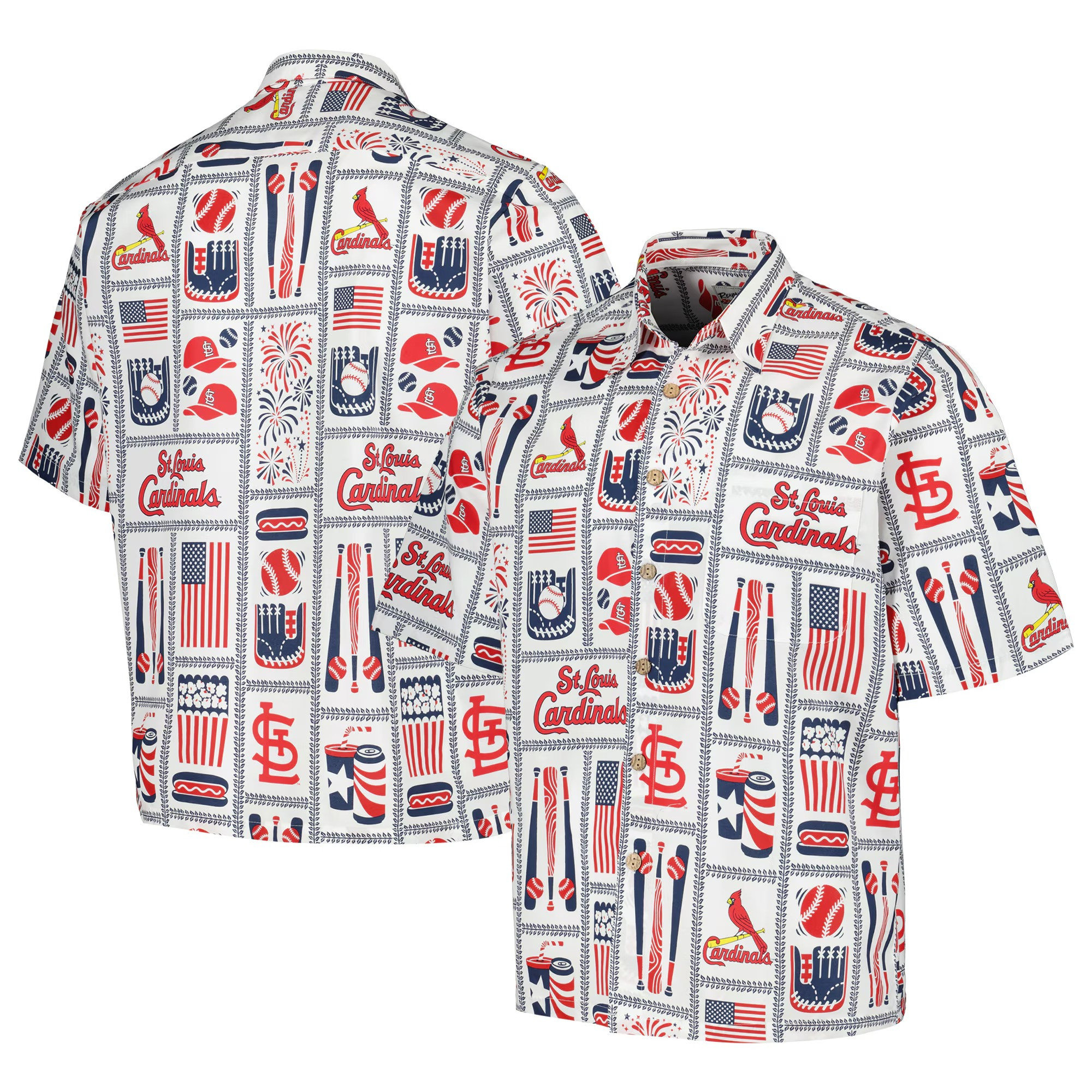 White St Louis Cardinals Americana Hawaiian Shirt MLB Aloha Shirt Meaningful Father's Day Gifts-1