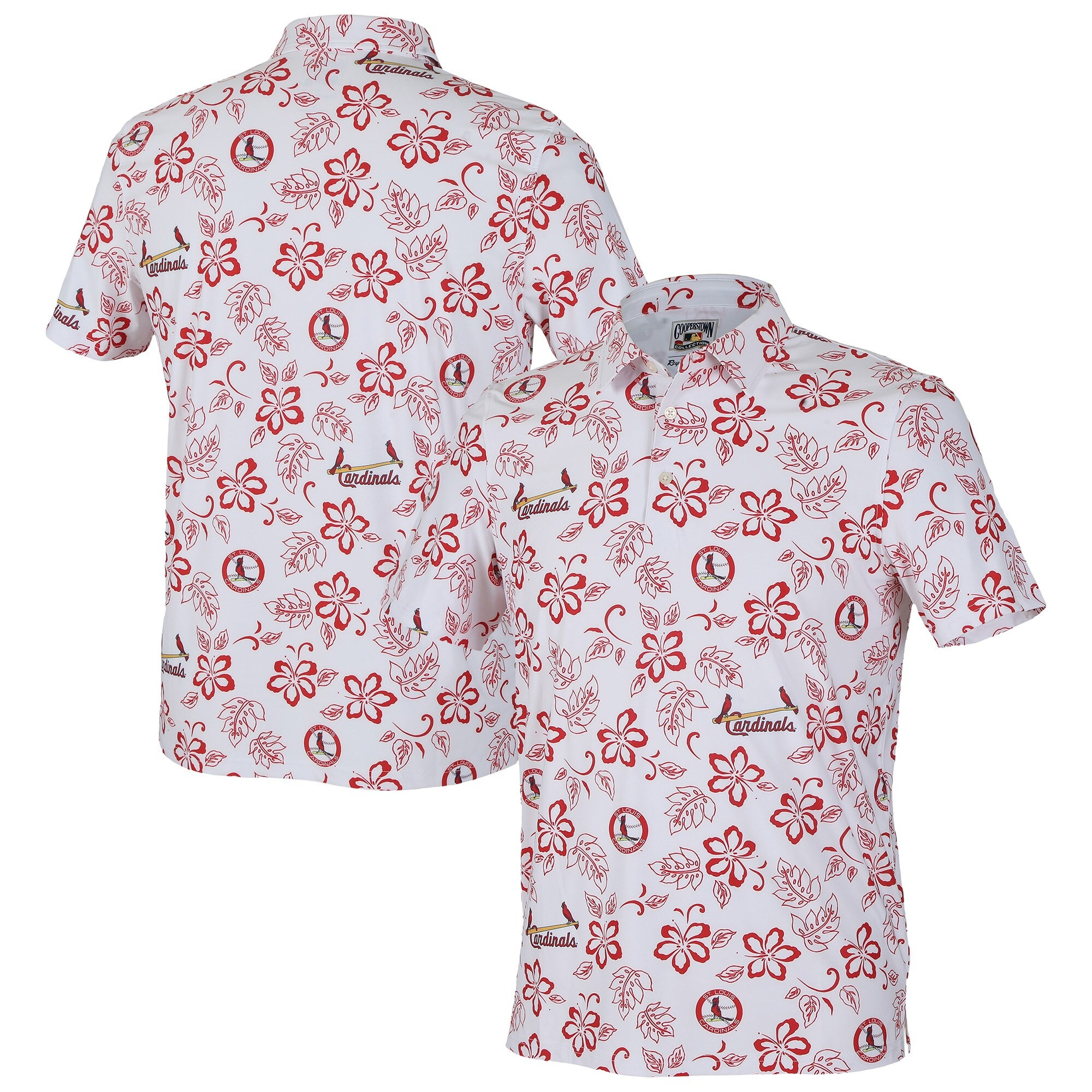 White St Louis Cardinals Polo Shirt MLB Aloha Shirt Cool Gifts For Dad For Baseball Fans-1