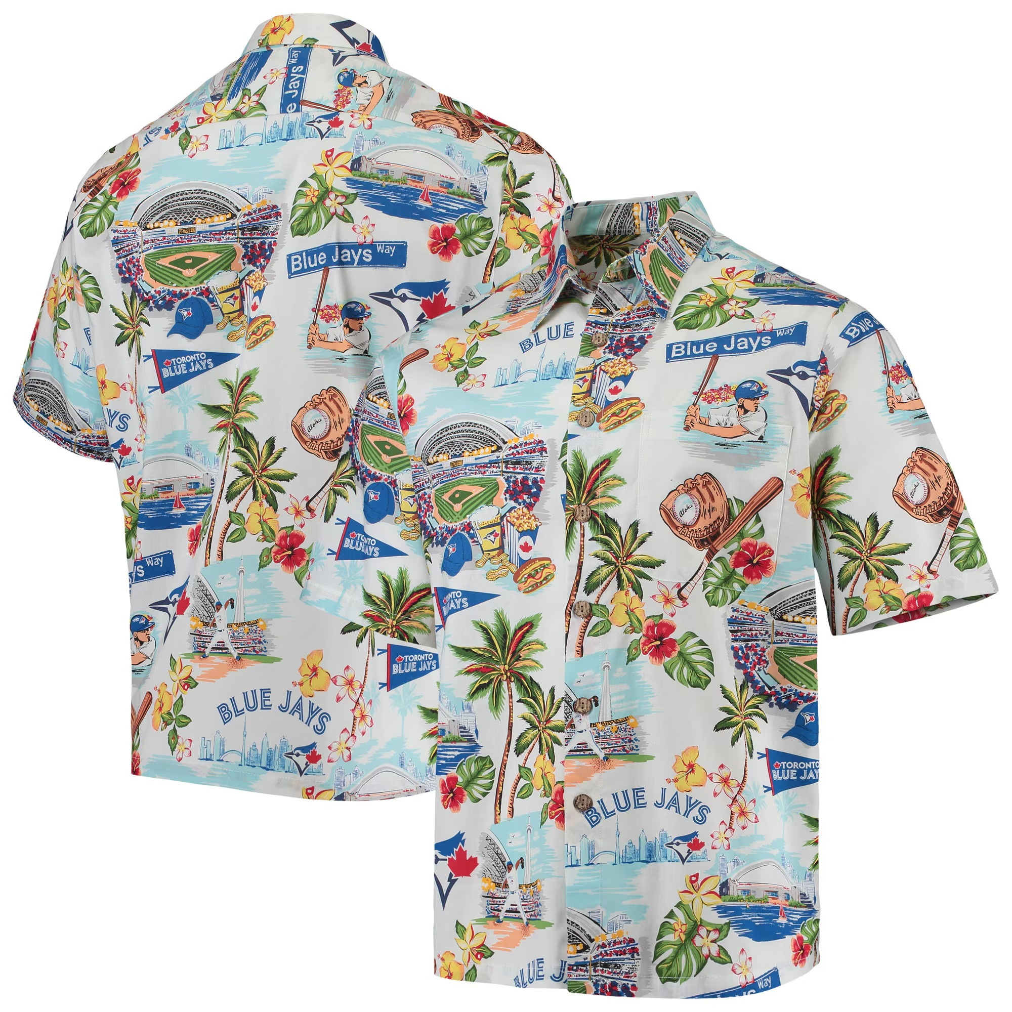 White Toronto Blue Jays Hawaiian Shirt MLB Aloha Shirt Dad Fathers Day Gifts-1