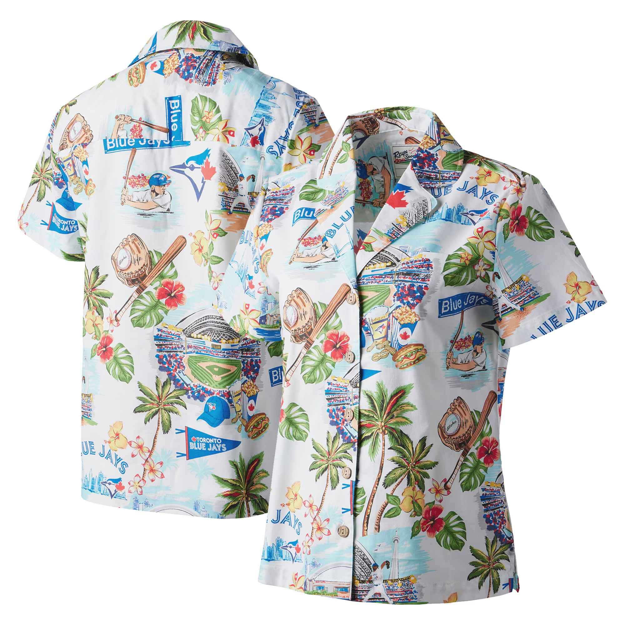 White Toronto Blue Jays Hawaiian Shirt Women's MLB Aloha Shirt Gifts For Baseball Lovers-1