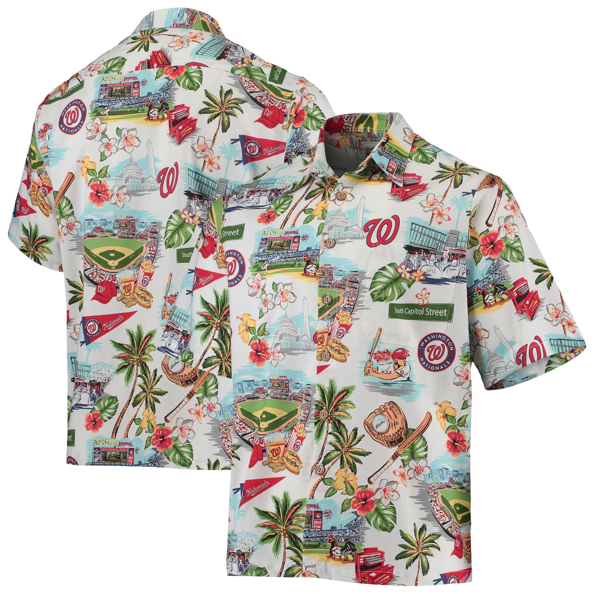 White Washington Nationals Hawaiian Shirt MLB Aloha Shirt Father In Law Gifts Dad's Day-1