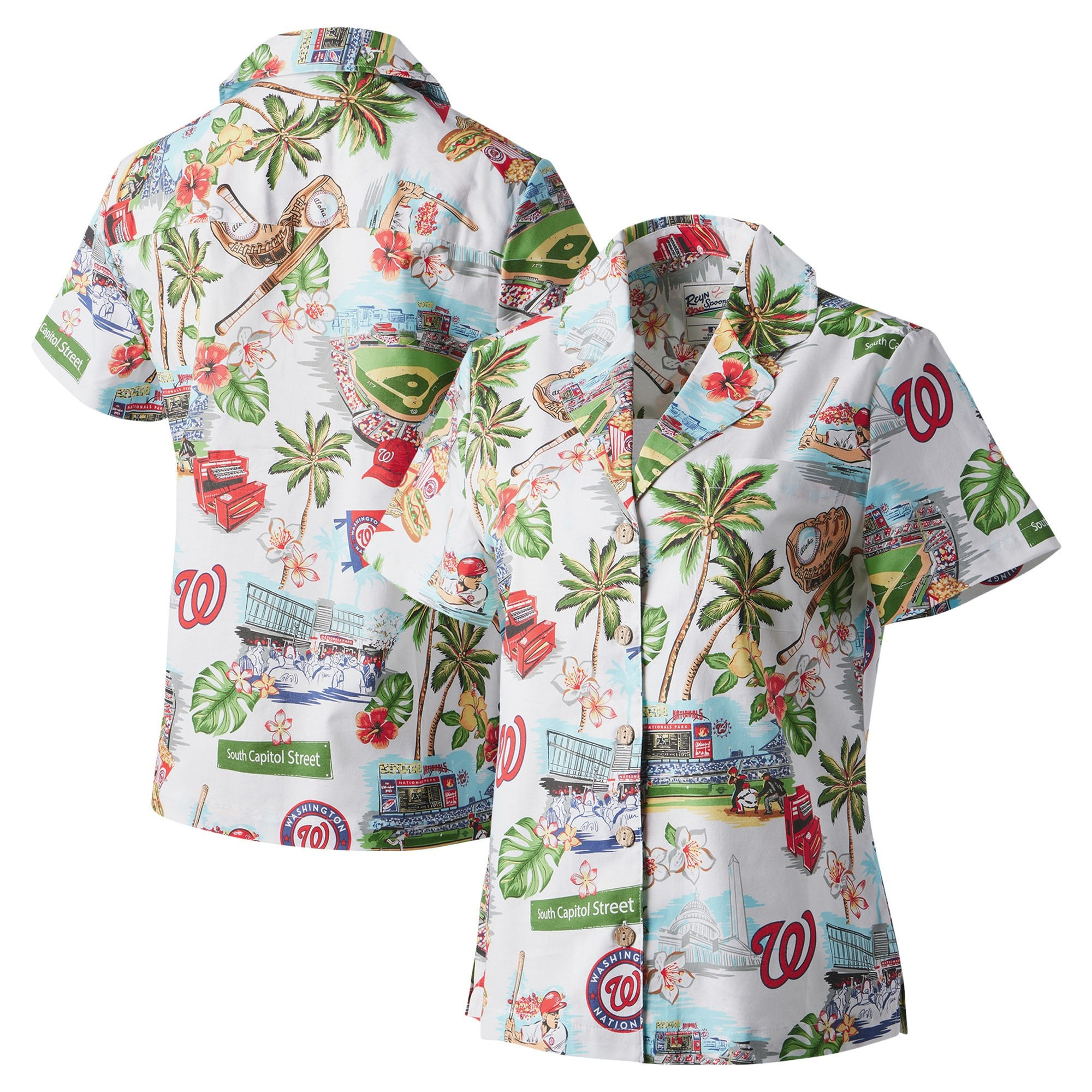 White Washington Nationals Hawaiian Shirt Women's MLB Aloha Shirt Baseball Team Gift Ideas-1