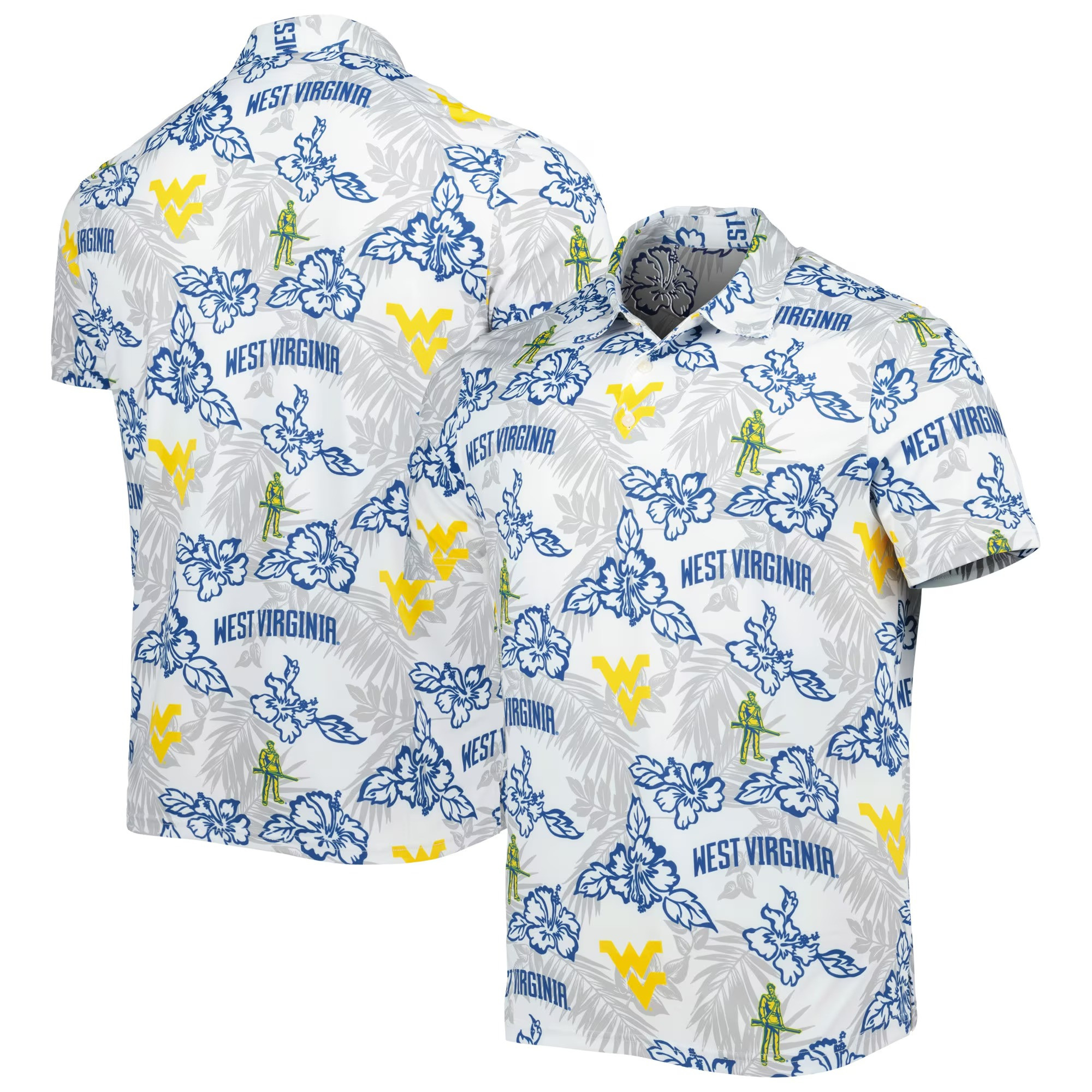 White West Virginia Mountaineers Polo Shirt NCAA Aloha Shirt Top Father's Day Gifts-1