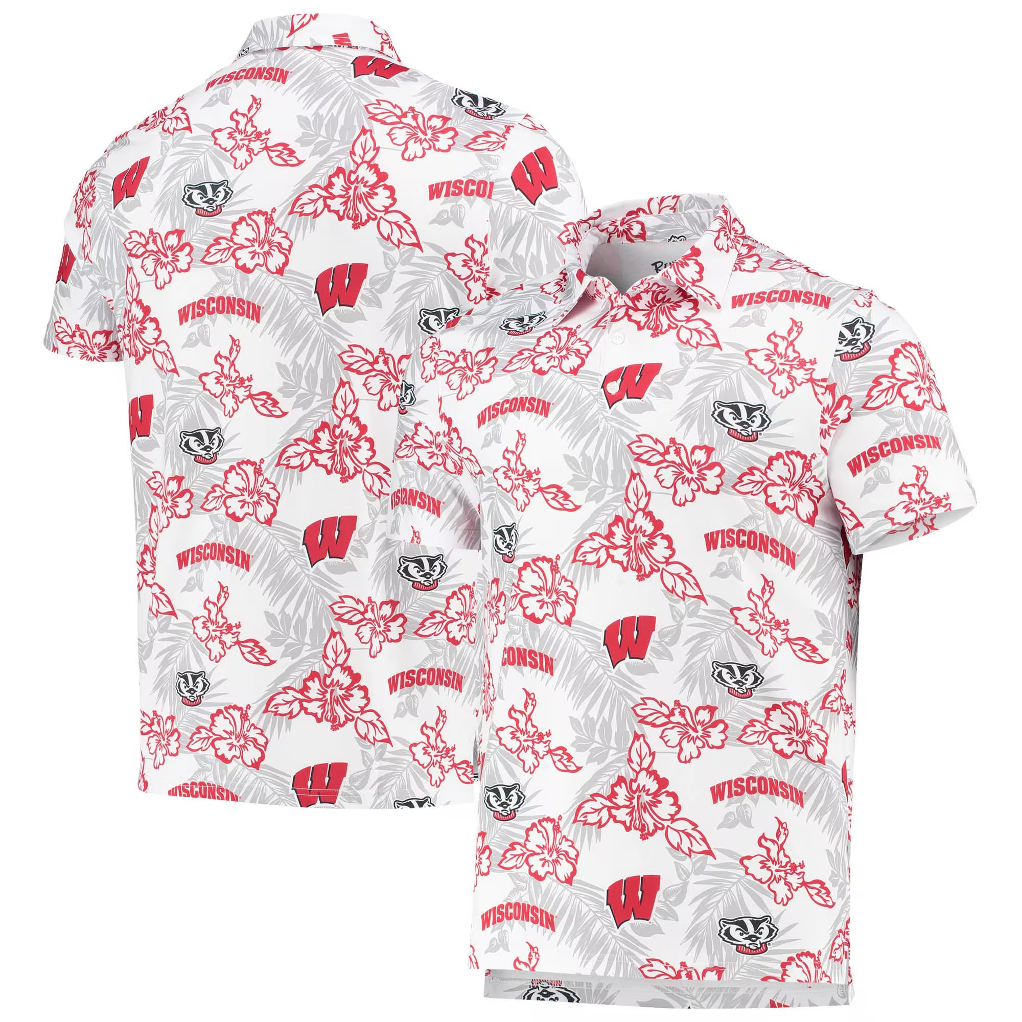 White Wisconsin Badgers Polo Shirt NCAA Aloha Shirt Father's Day Gifts For Husband-1