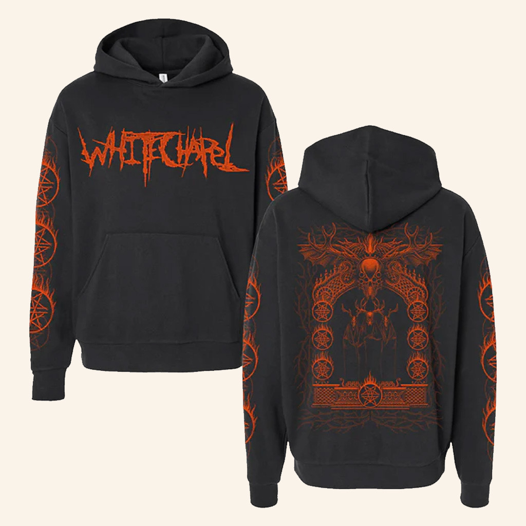 Whitechapel Merch Flaming Cult Black Hoodie Best Friends Gifts-1
