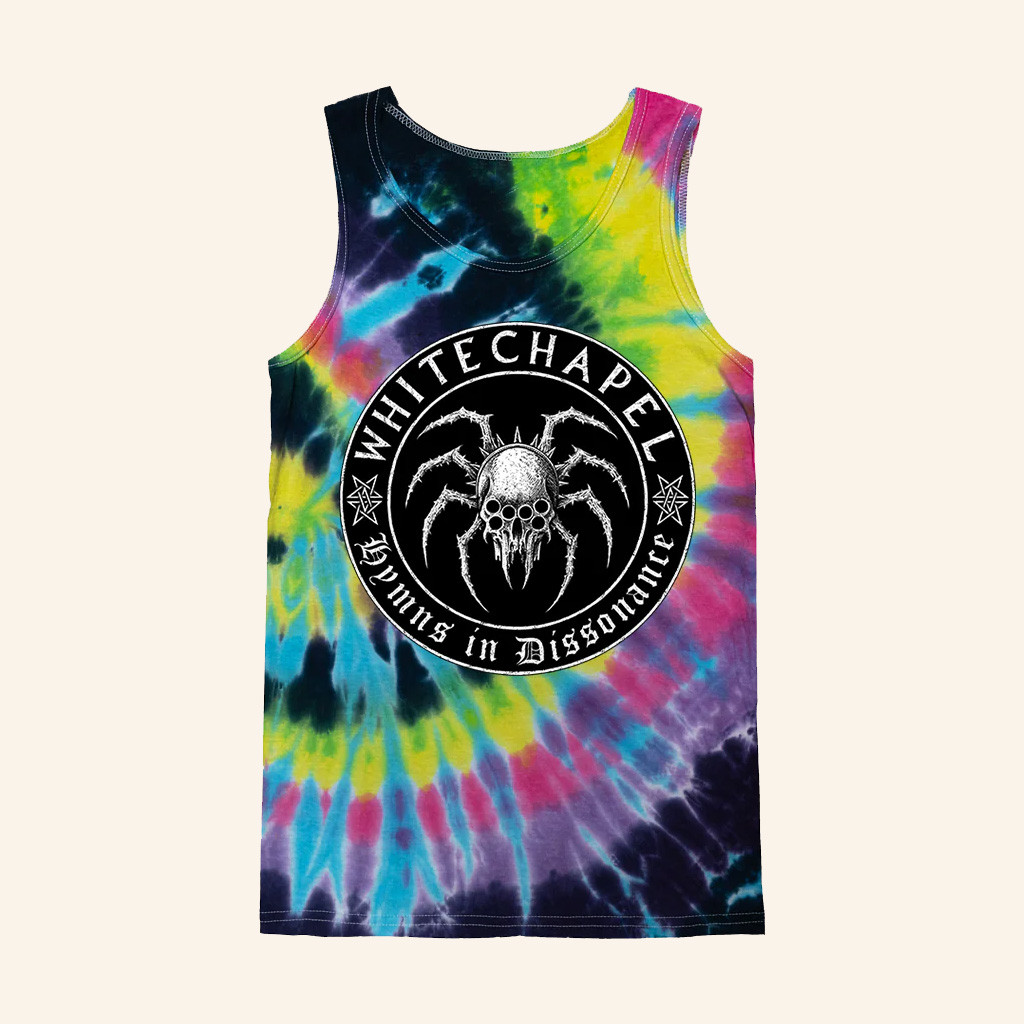 Whitechapel Merch Spider Skull Flashback Tie-Dye Tank Top Gifts For Dudes-1