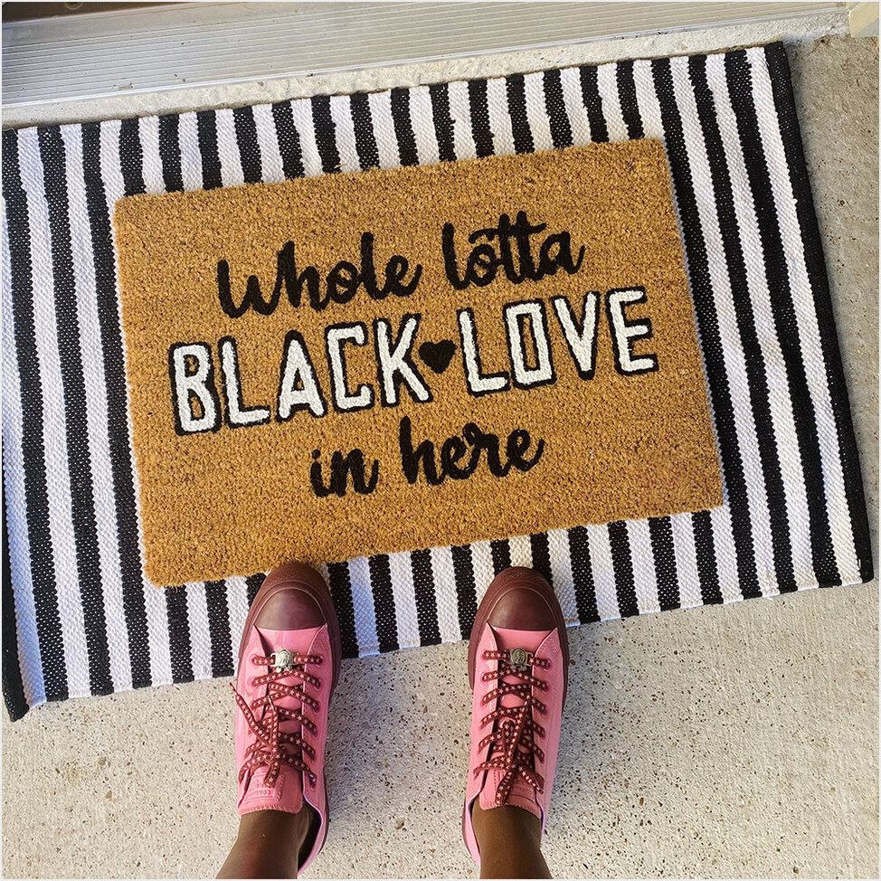Whole Lotta Black Love In Here Doormat Funny Front Door Mats Gifts For Family Gifts For Fans-1