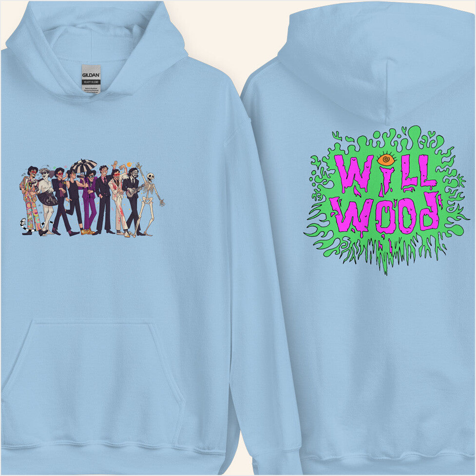 Will Wood Merch Death Of The Author Light Blue Hoodie Birthday Gifts For Besties Gifts For Her-1
