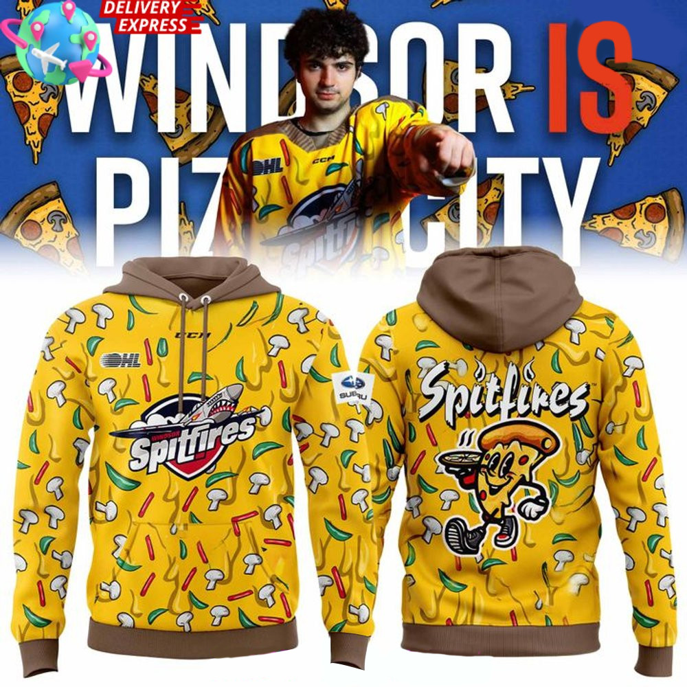 Windsor Spitfires Pizza City 2025 Hoodie Spitfires Merch Father's Day Gifts For Husband-1