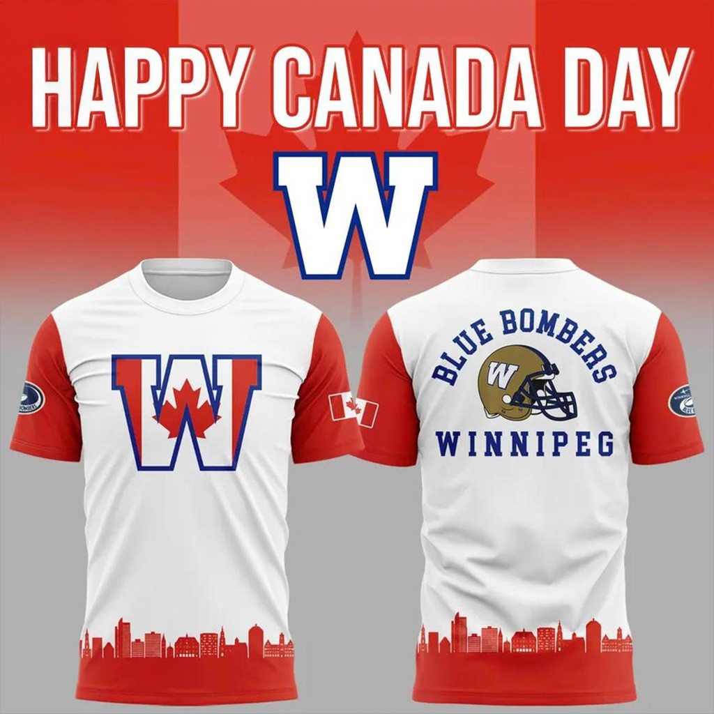 Winnipeg Blue Bombers 2025 Canada Day T-Shirt Bombers Merch Gifts For Dad-1
