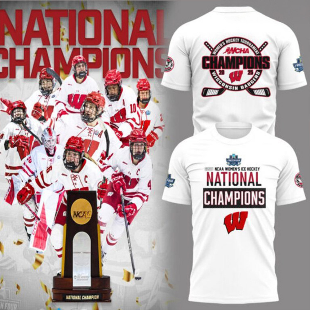 Wisconsin Badgers 2025 Women's Hockey Tournament Champions T-Shirt Mother's Day Gifts For Wife-1