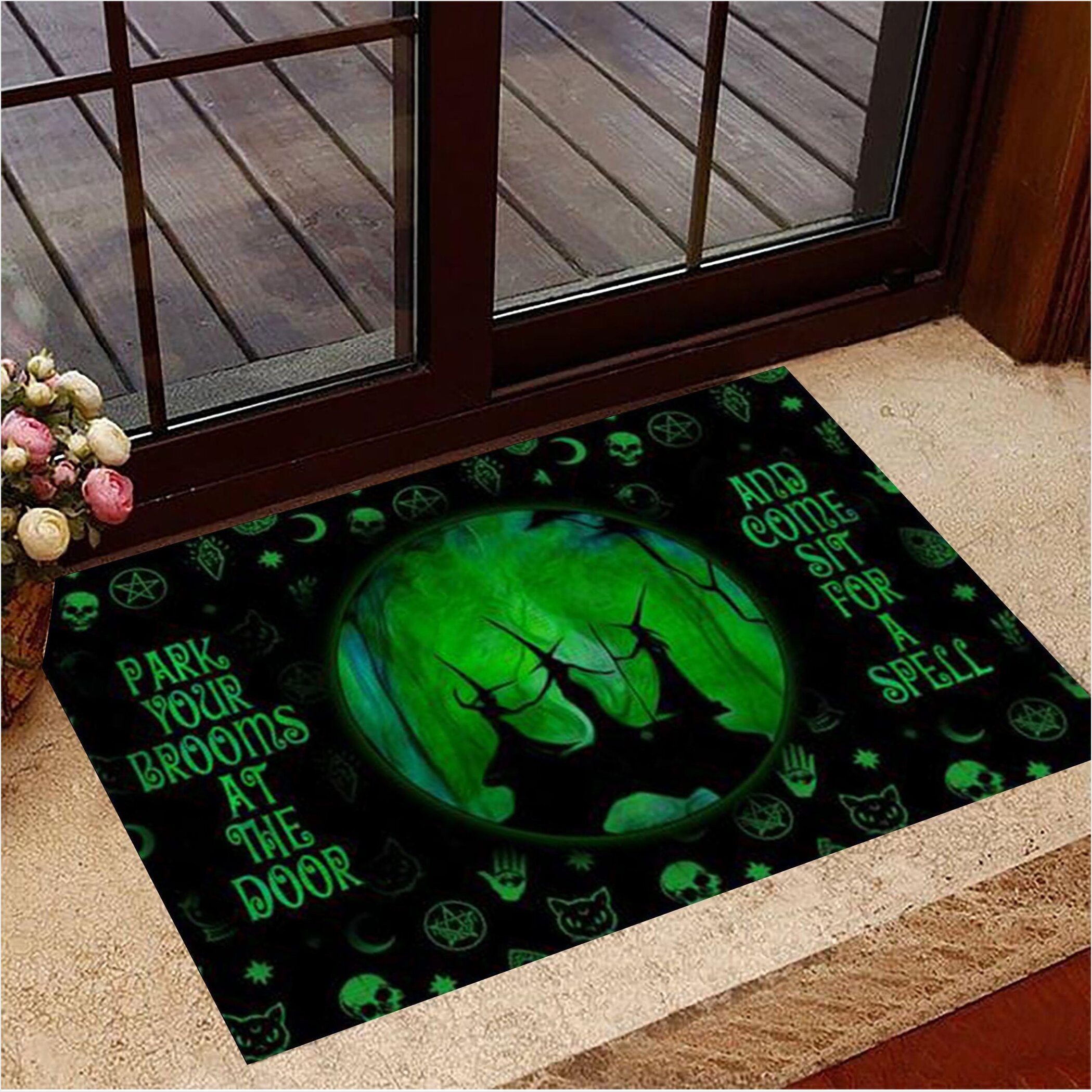Witch Park Your Brooms At The Door Doormat Halloween Welcome Mat House Decor Gifts For Friends-1