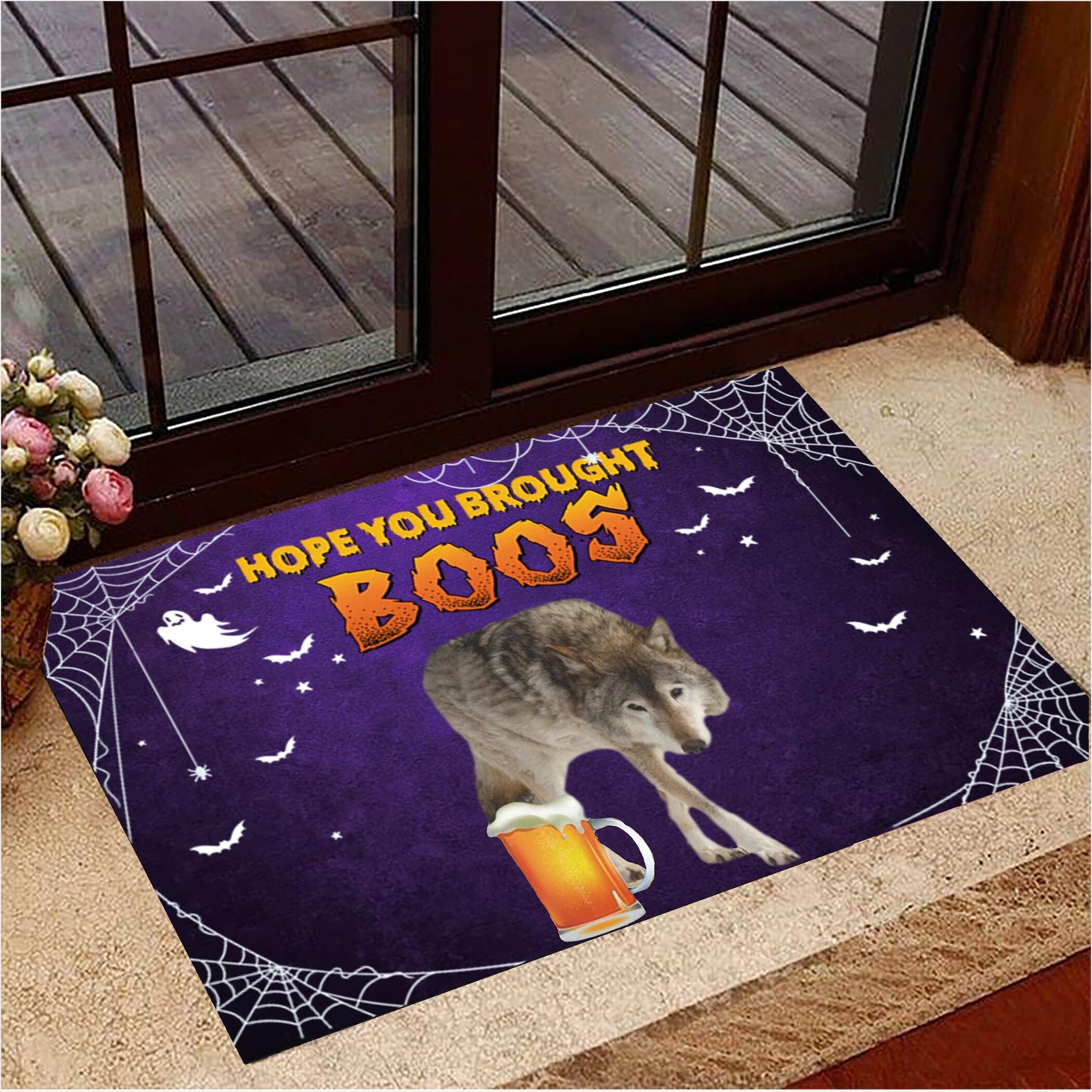 Wolf Hope You Brought Boos Doormat Halloween Doormat Halloween Theme Decorations Gifts For BFF-1