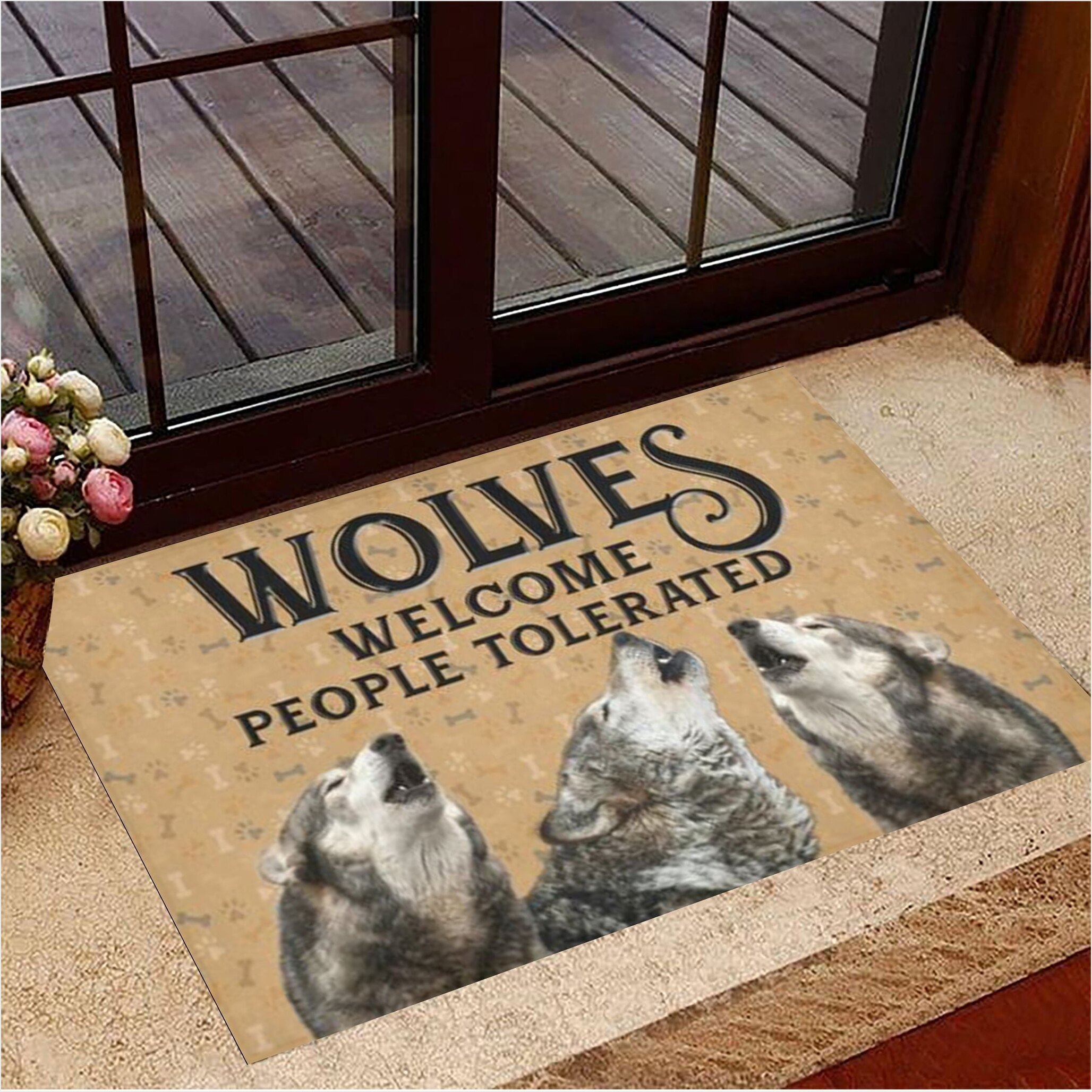 Wolves Welcome People Tolerated Doormat Indoor Welcome Mat House Decor Birthday Gifts For Fans-1