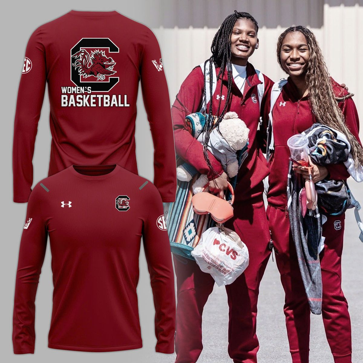 Women's Basketball Scg Uniform Red Long Sleeve Gift Ideas For Basketball Lovers-1