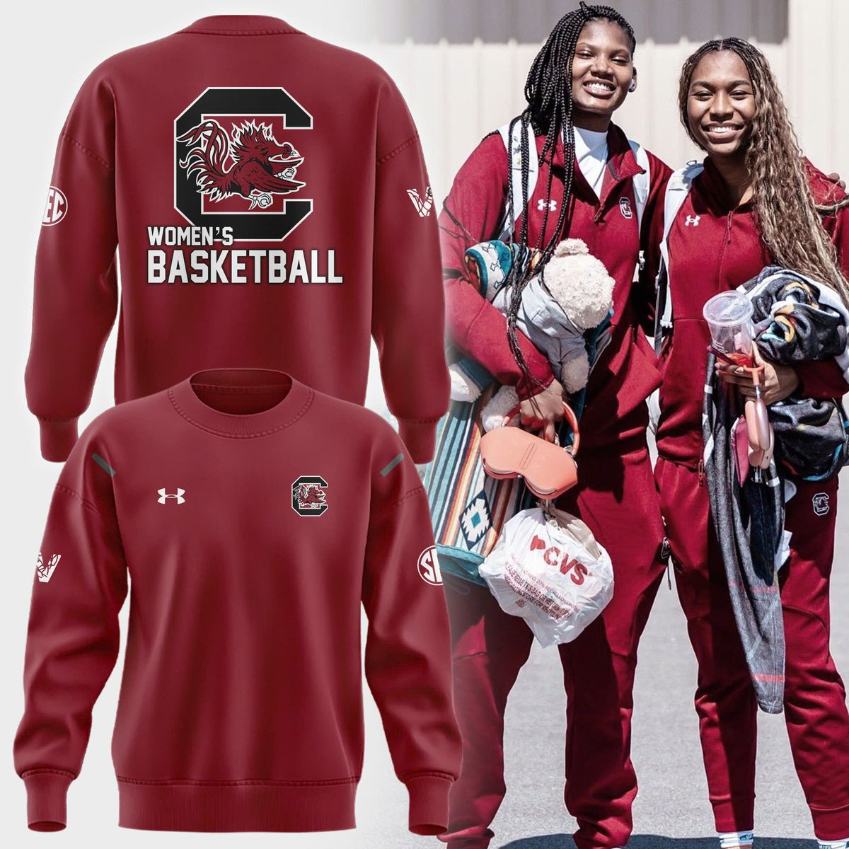 Women's Basketball Scg Uniform Red Sweatshirt Gift Ideas For Basketball Lovers-1