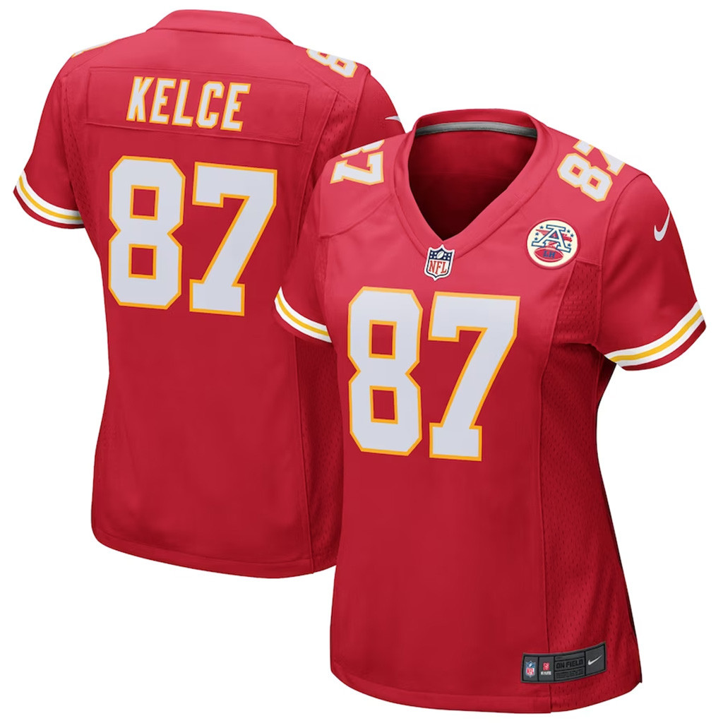 Women's Travis Kelce Red Kansas City Chiefs Game Jersey Chiefs Merch Gifts For Wife-1