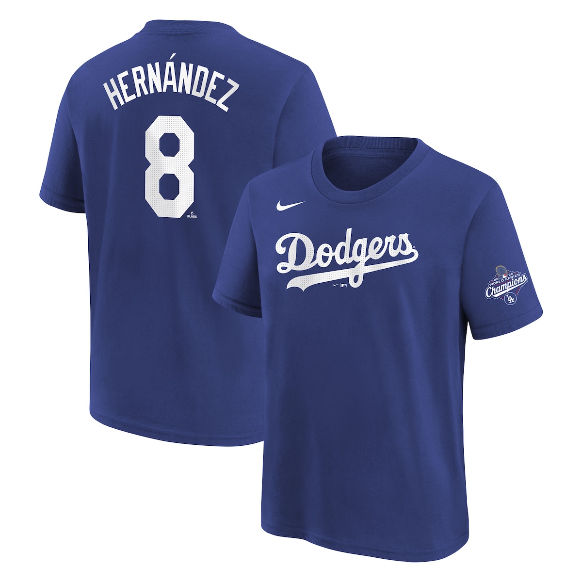 World Series Merch 2025 Angeles Dodgers Enrique Hernandez Nike 2025 World Series Champions T-Shirt-1