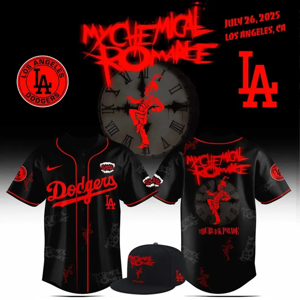 World Series Merch 2025 LA Dodgers x Long Live The Black Parade My Chemical Romance Tour 2025 Jersey-1