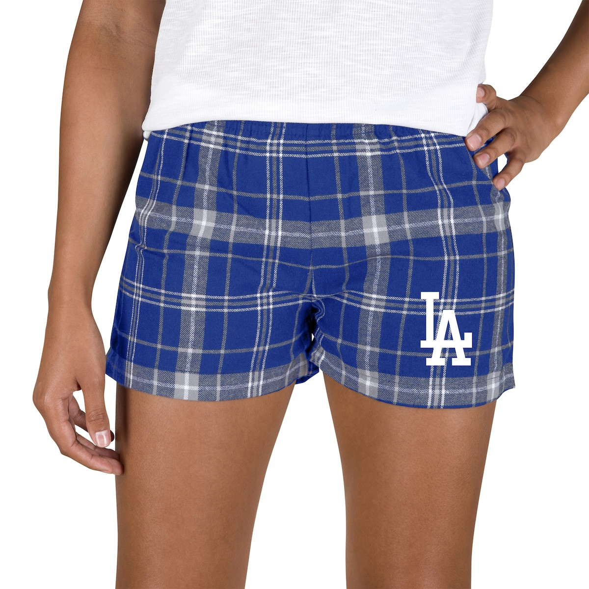World Series Merch 2025 Los Angeles Dodgers Concepts Sport Royal Gray Ultimate Flannel Shorts-1
