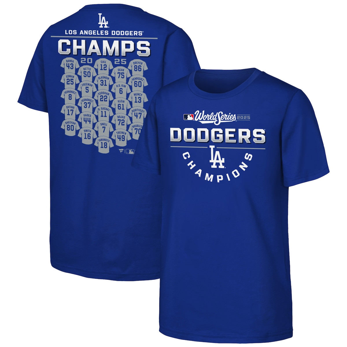 World Series Merch 2025 Los Angeles Dodgers Fanatics Royal 2025 World Series Champions T-Shirt-1