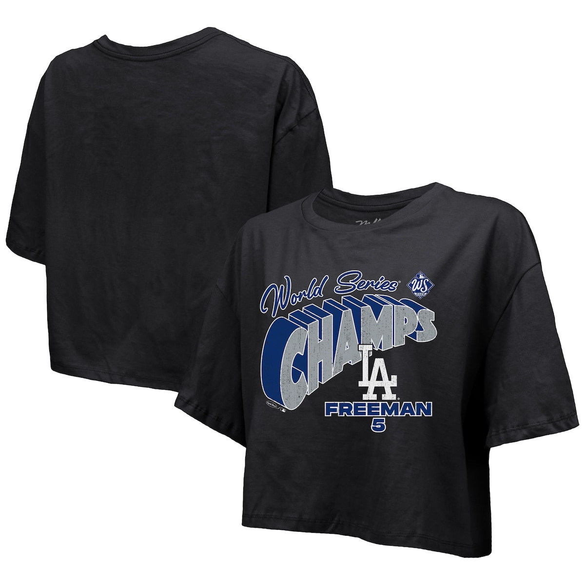 World Series Merch 2025 Los Angeles Dodgers Freddie Freeman 2025 World Series Champions Cropped T-Shirt-1