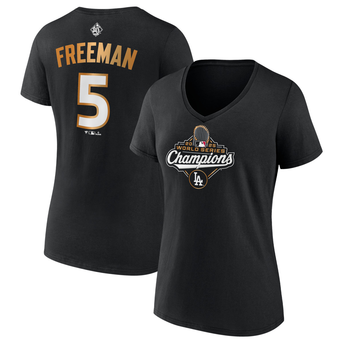 World Series Merch 2025 Los Angeles Dodgers Freddie Freeman 2025 World Series Champions V-Neck-1