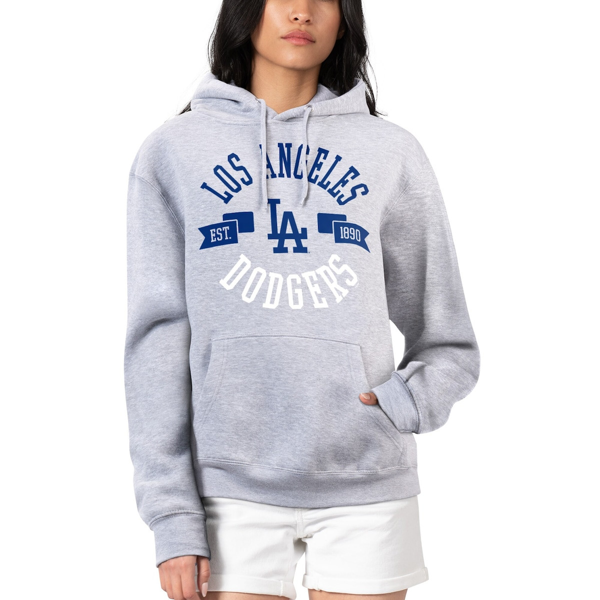 World Series Merch 2025 Los Angeles Dodgers G-III 4Her By Carl Banks City Graphic Hoodie-1