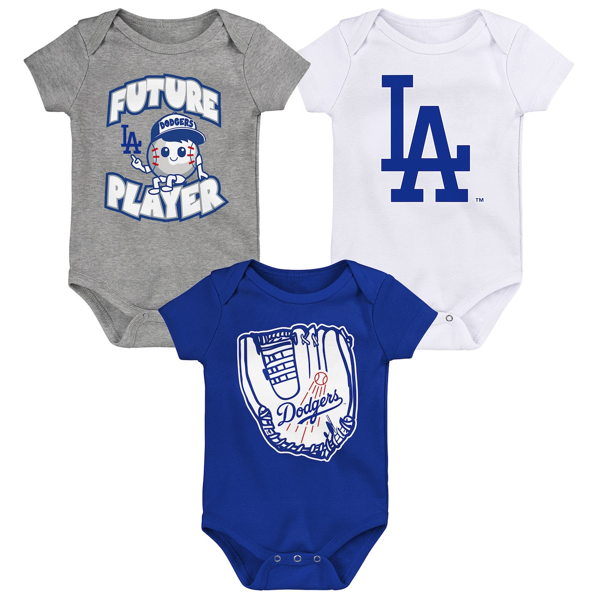 World Series Merch 2025 Los Angeles Dodgers Minor League Player Three-Pack Bodysuit Set-1