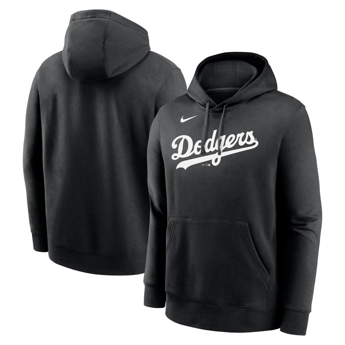 World Series Merch 2025 Los Angeles Dodgers Nike Black Logo Club Hoodie Gifts For Baseball Fans-1