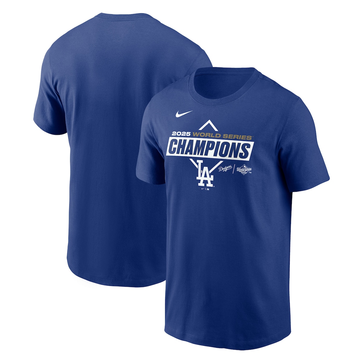 World Series Merch 2025 Los Angeles Dodgers Nike Royal World Series Champions Team Logo T-Shirt-1