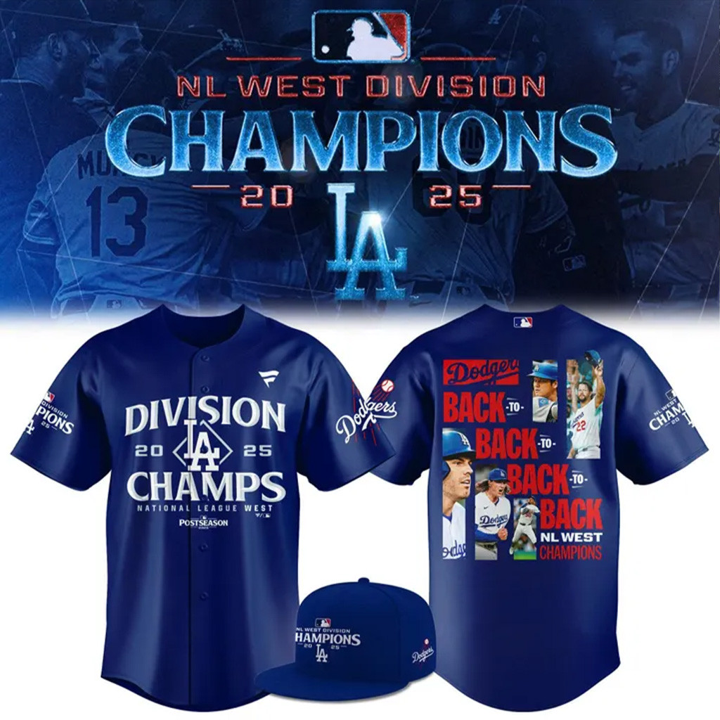 World Series Merch 2025 Los Angeles Dodgers Royal NL West Division Champs 2025 Jersey Dad Gifts-1