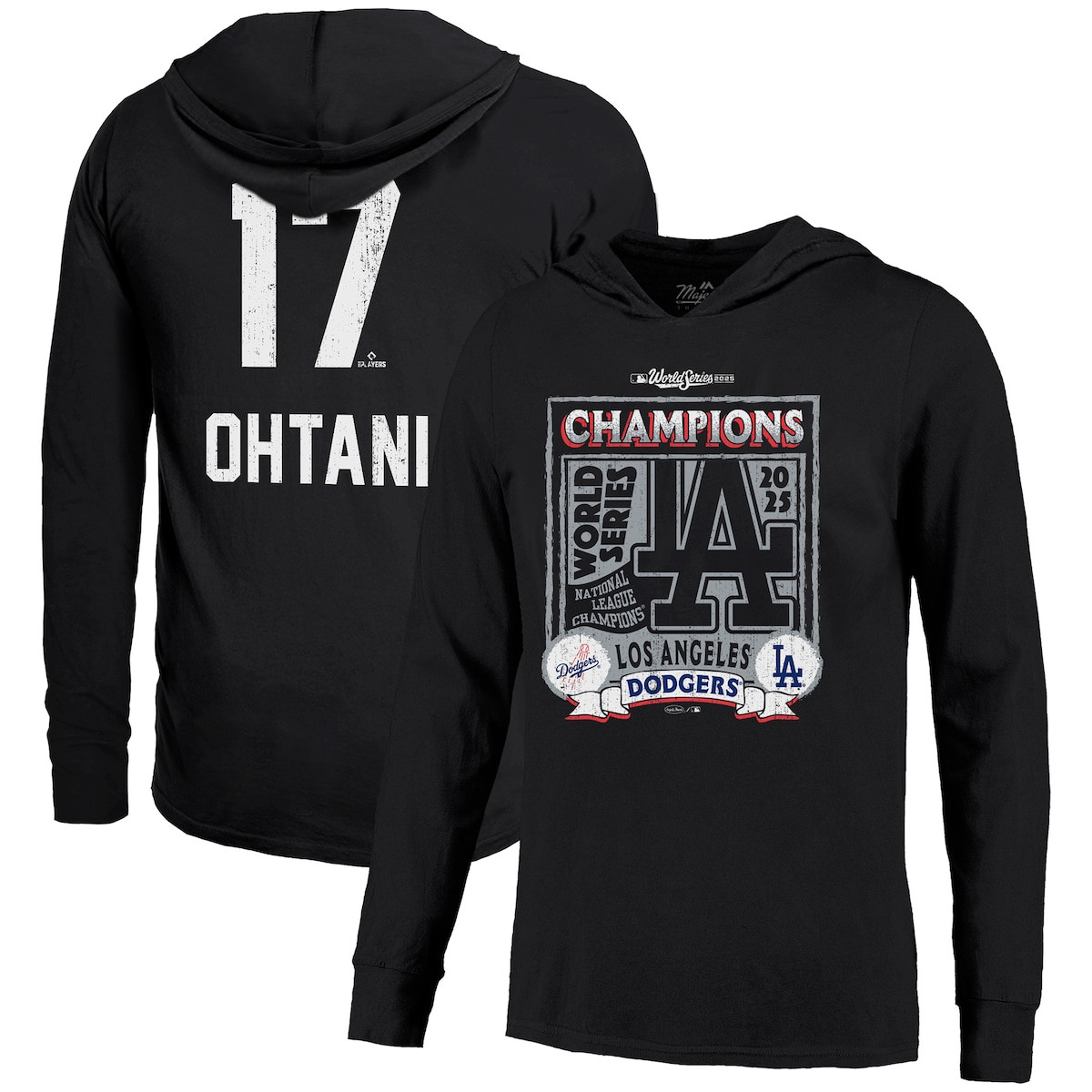 World Series Merch 2025 Los Angeles Dodgers Shohei Ohtani World Series Champions Black Hoodie-1