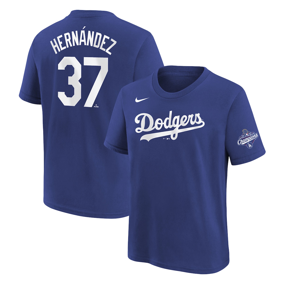 World Series Merch 2025 Los Angeles Dodgers Teoscar Hernandez Nike World Series Champions Shirt-1