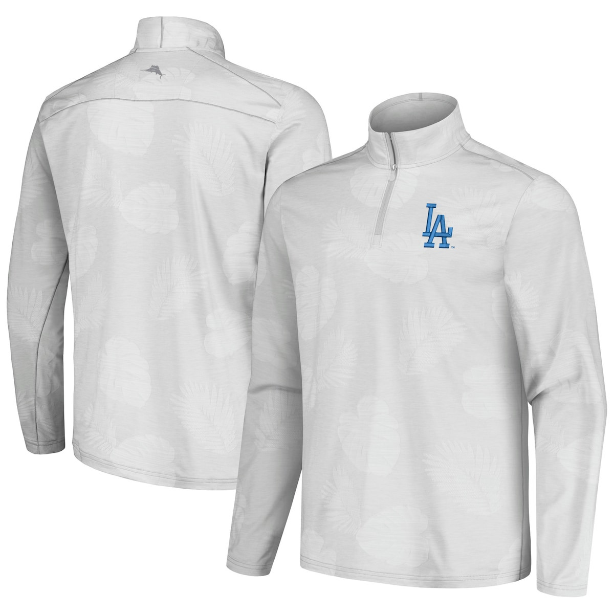 World Series Merch 2025 Los Angeles Dodgers Tommy Bahama Gray Delray Frond IslandZone Half Zip Jacket-1 World Series Merch 2025 Los Angeles Dodgers Tommy Bahama Gray Delray Frond IslandZone Half Zip Jacket-1