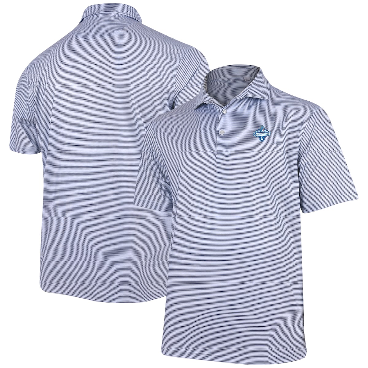 World Series Merch 2025 Los Angeles Dodgers World Series Champions Owners Stripe Polo Shirt-1