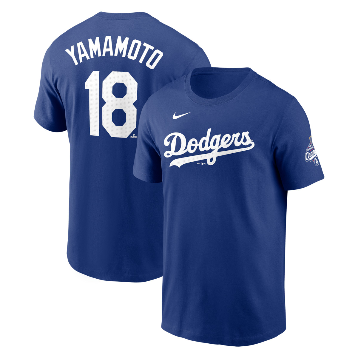World Series Merch 2025 Los Angeles Dodgers Yoshinobu Yamamoto Nike Royal World Series Champions Shirt-1