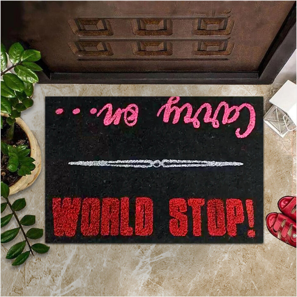 World Stop Carry On Doormat Funny Front Door Mat Housewarming Gift Ideas Gifts For Best Friend-1