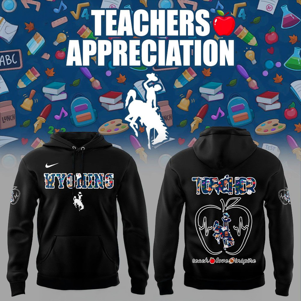 Wyoming Cowboys Teachers Appreciation 2025 Black Hoodie Cowboys Merch Gifts For Fans-1