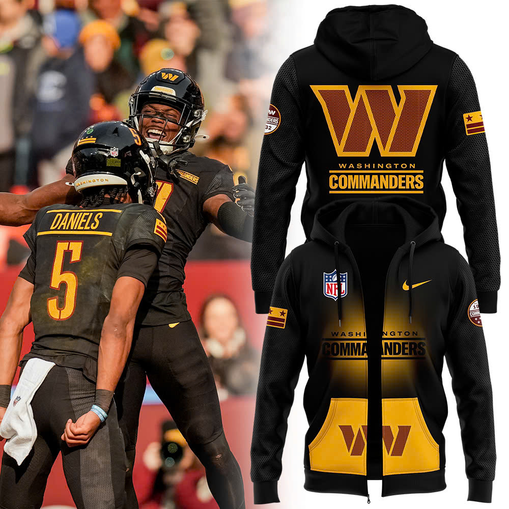 Xxwashington Commanders 2025 Black Threads Premium Limited Pullover Zip Hoodie Football Themed Gifts-1