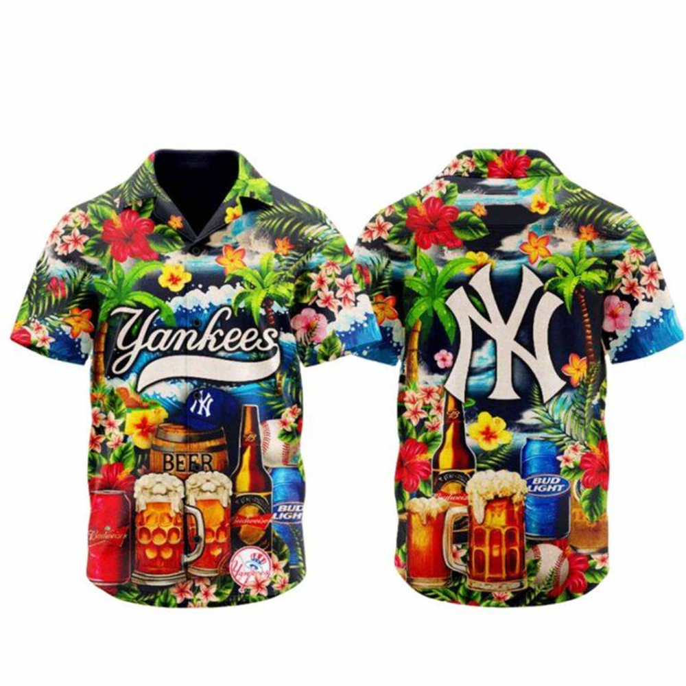 Yankees Summer Sun's Out Beer's Out Hawaiian Shirt Yankees Merch Baseball Fans Gifts-1