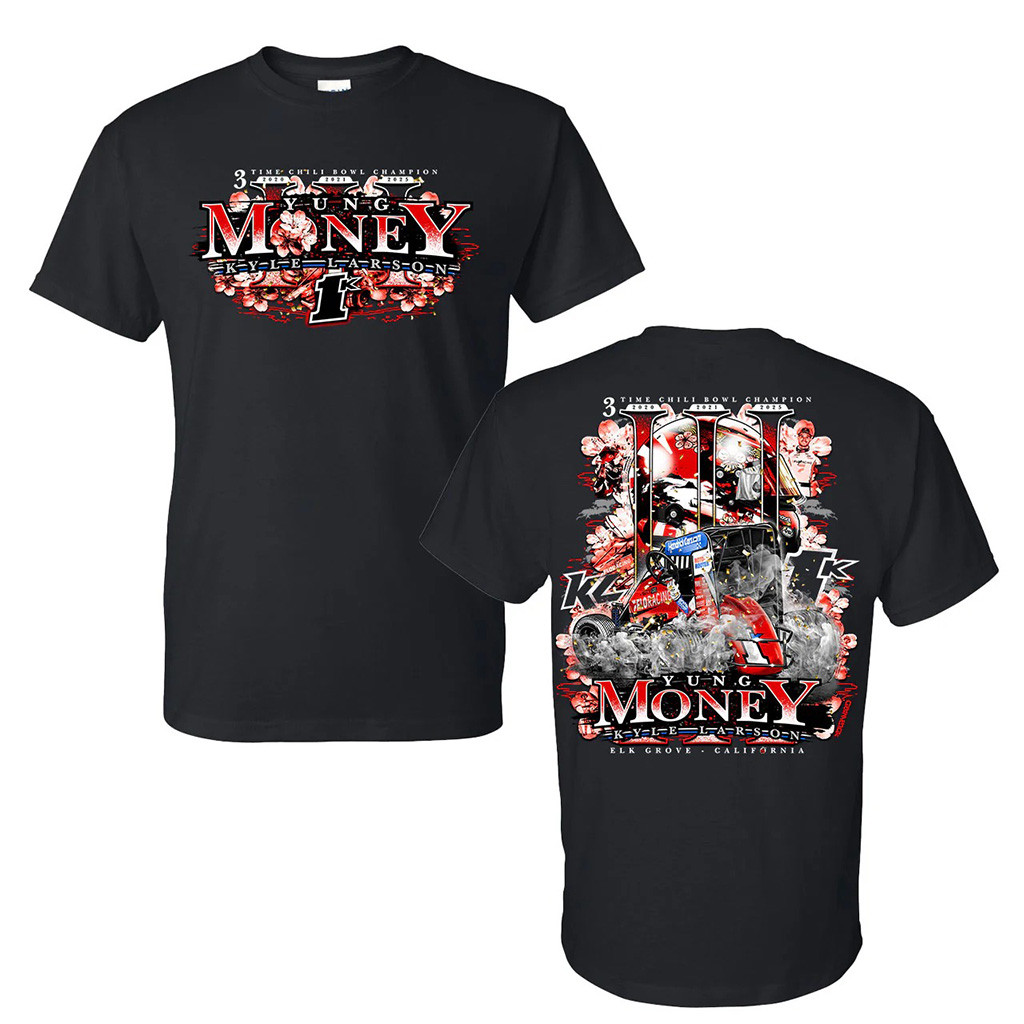 Yung Money Kyle Larson 3-Time Chili Bowl Champion T-Shirt Gifts For Dad-1