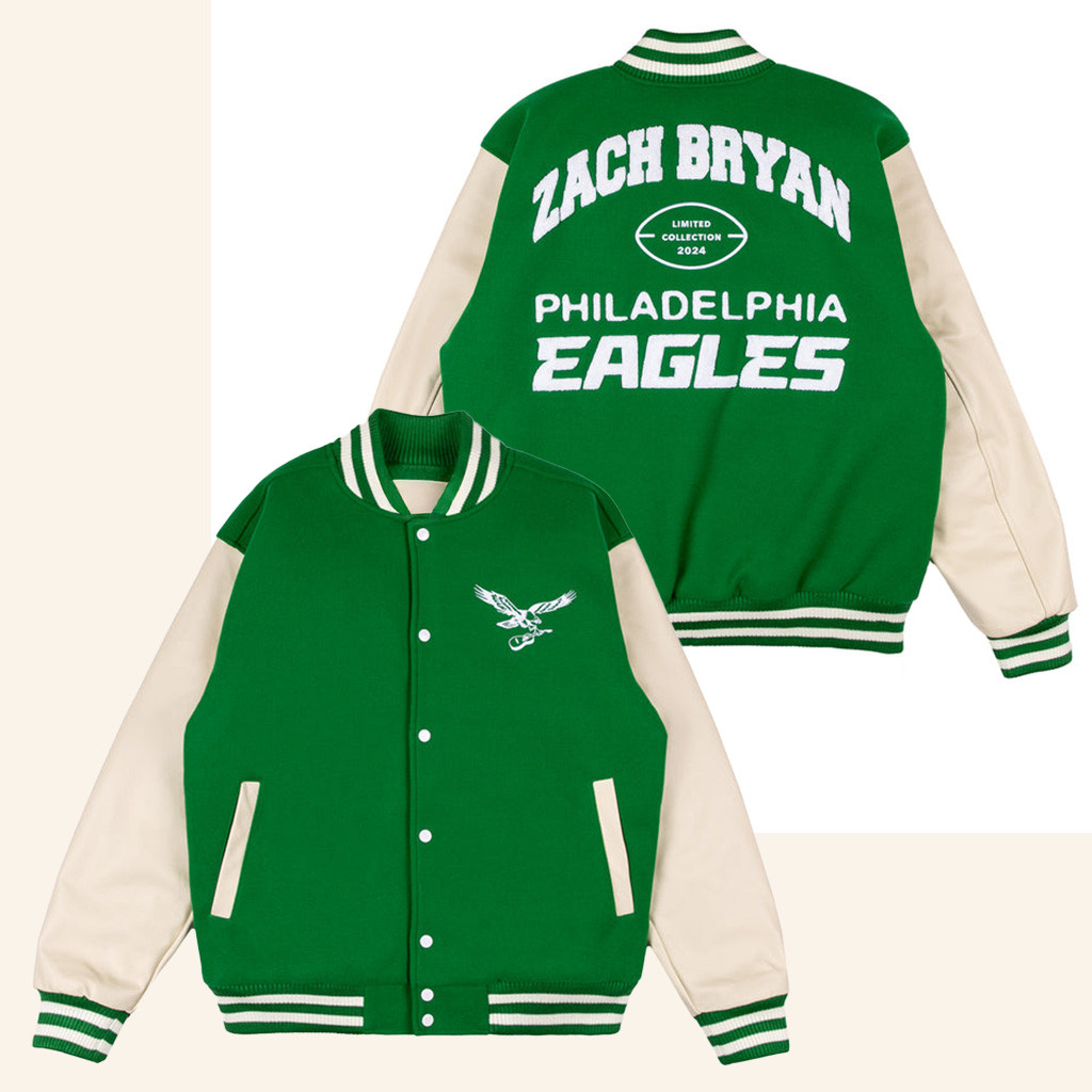 Zach Bryan x Eagles Letterman Jacket Eagles Merch Best Gifts For Football Lovers-1